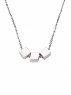 JOY de la LUZ JLN026-42 Layered Necklace 3 Cubes Silver 42-45cm